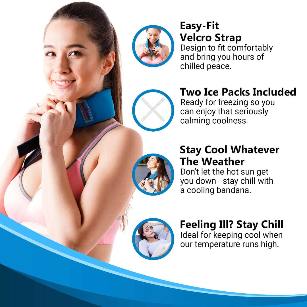 Refreezable Cooling Ice Bandana - Head/Neck Ice Packs - Cool Relief Ice Wraps
